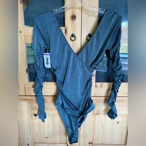Intimately By Free People Charcoal Long Sleeve Bodysuit